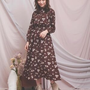 IN WEAR BURGUNDY FLORAL DRESS SIZE 10